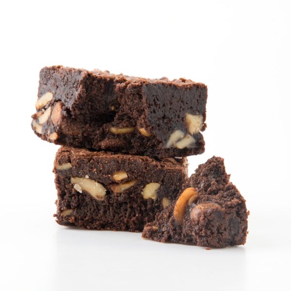 chocolate brownies on white background